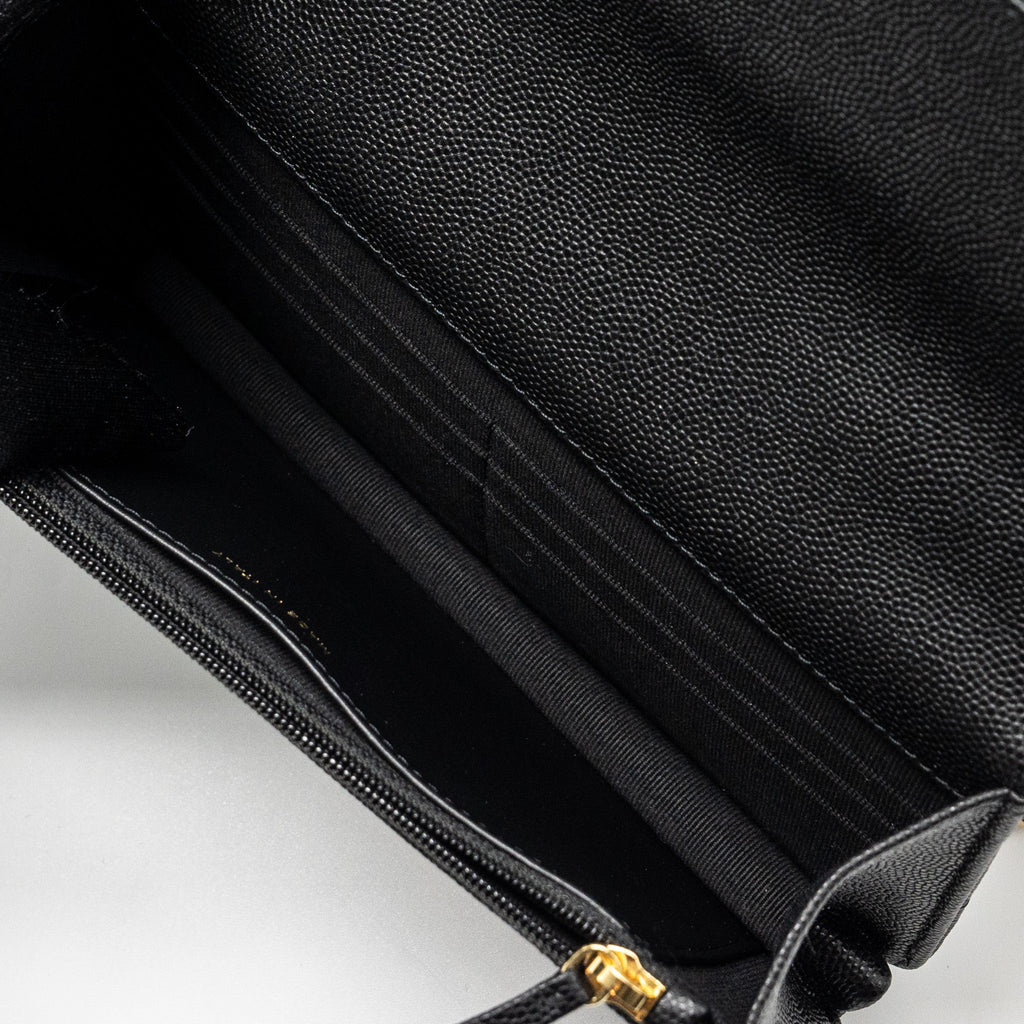 CHANEL WALLET ON CHAIN WITH POCKET BLACK CAVIAR GHW (MICROCHIP)