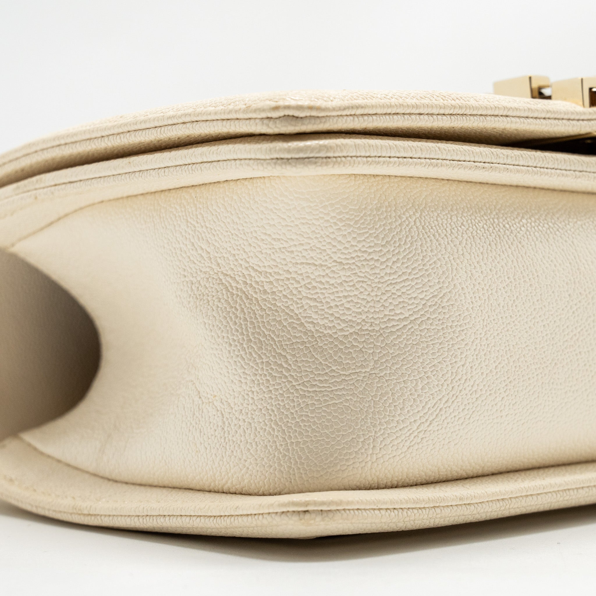 CHANEL SMALL BOY BAG CAVIAR WHITE LGHW