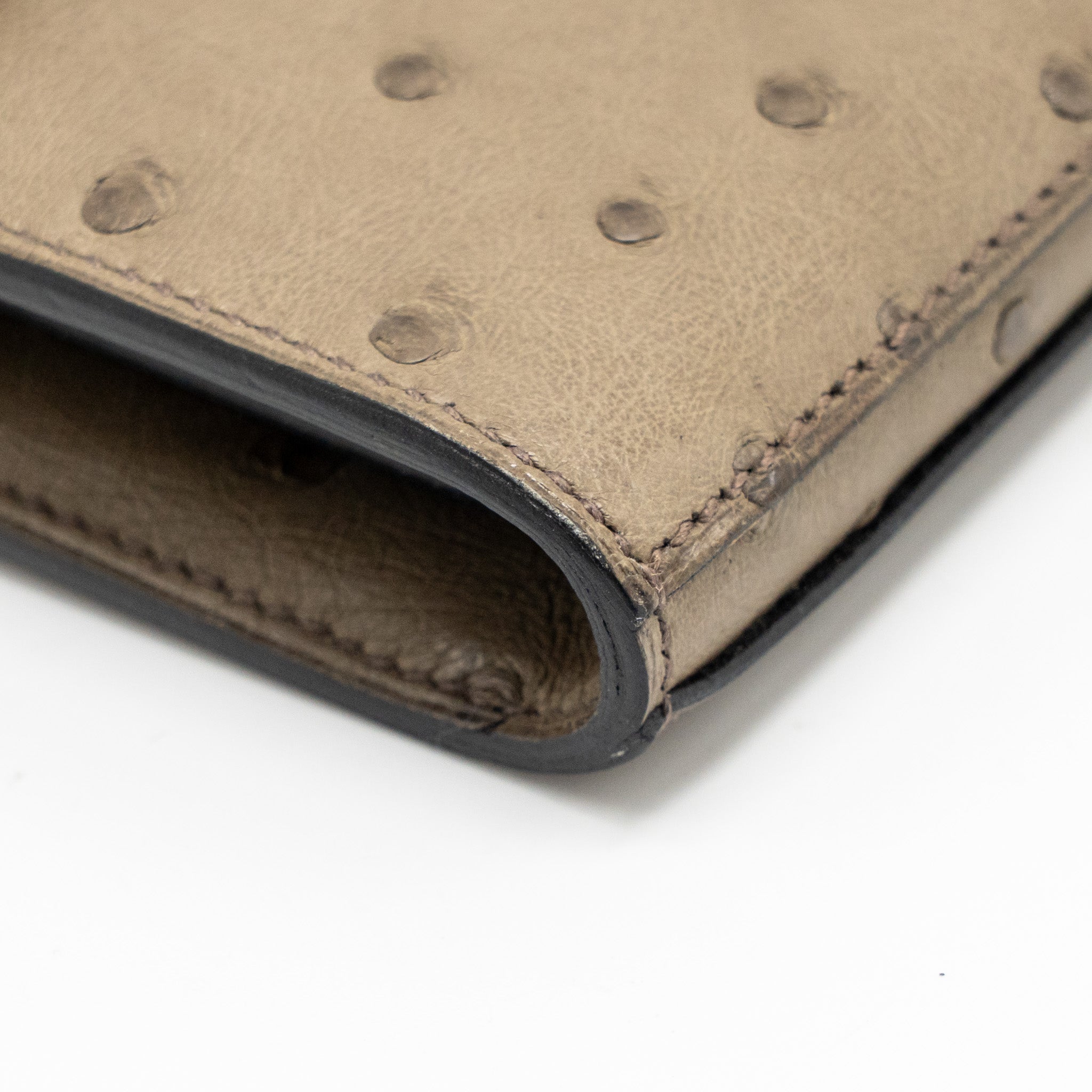 HERMES KELLY LONG WALLET OSTRICH GRIS TOURTERELLE SHW