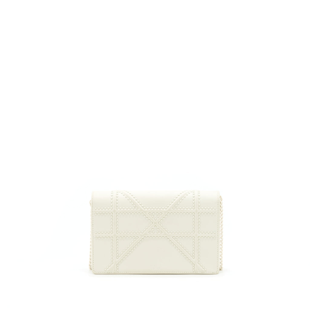 DIOR DIORAMA WALLET ON CHAIN WHITE WITH WHITE HARDWARE