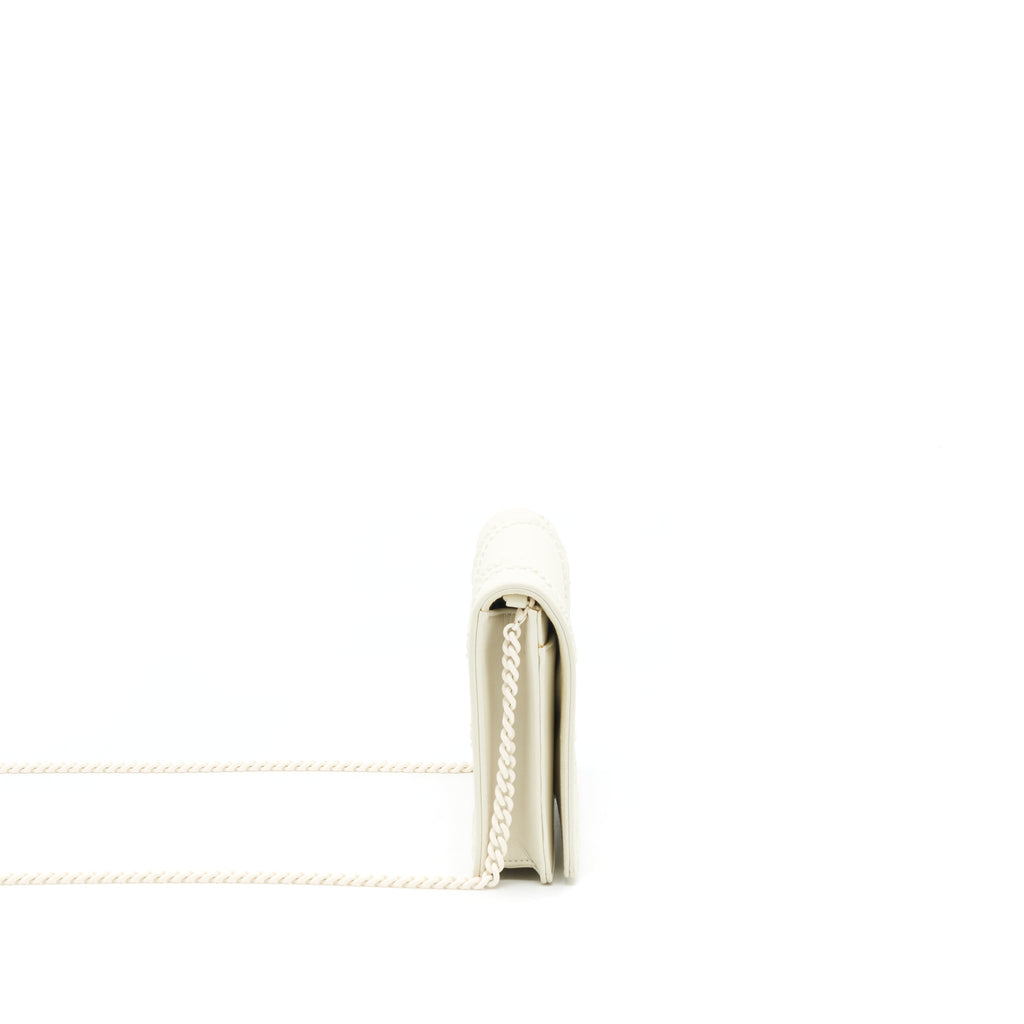 DIOR DIORAMA WALLET ON CHAIN WHITE WITH WHITE HARDWARE