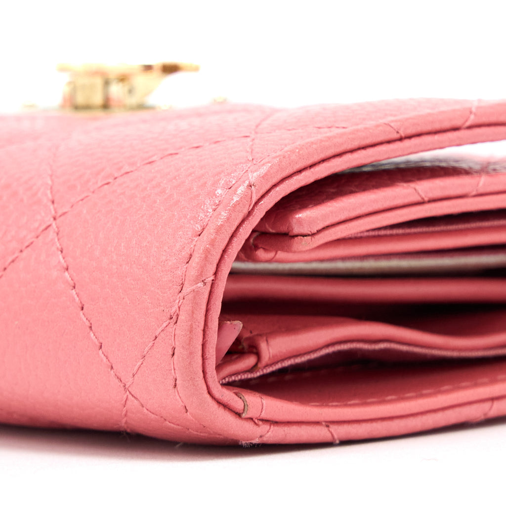 CHANEL FLAP WALLET CAVIAR ROSE PINK LGHW