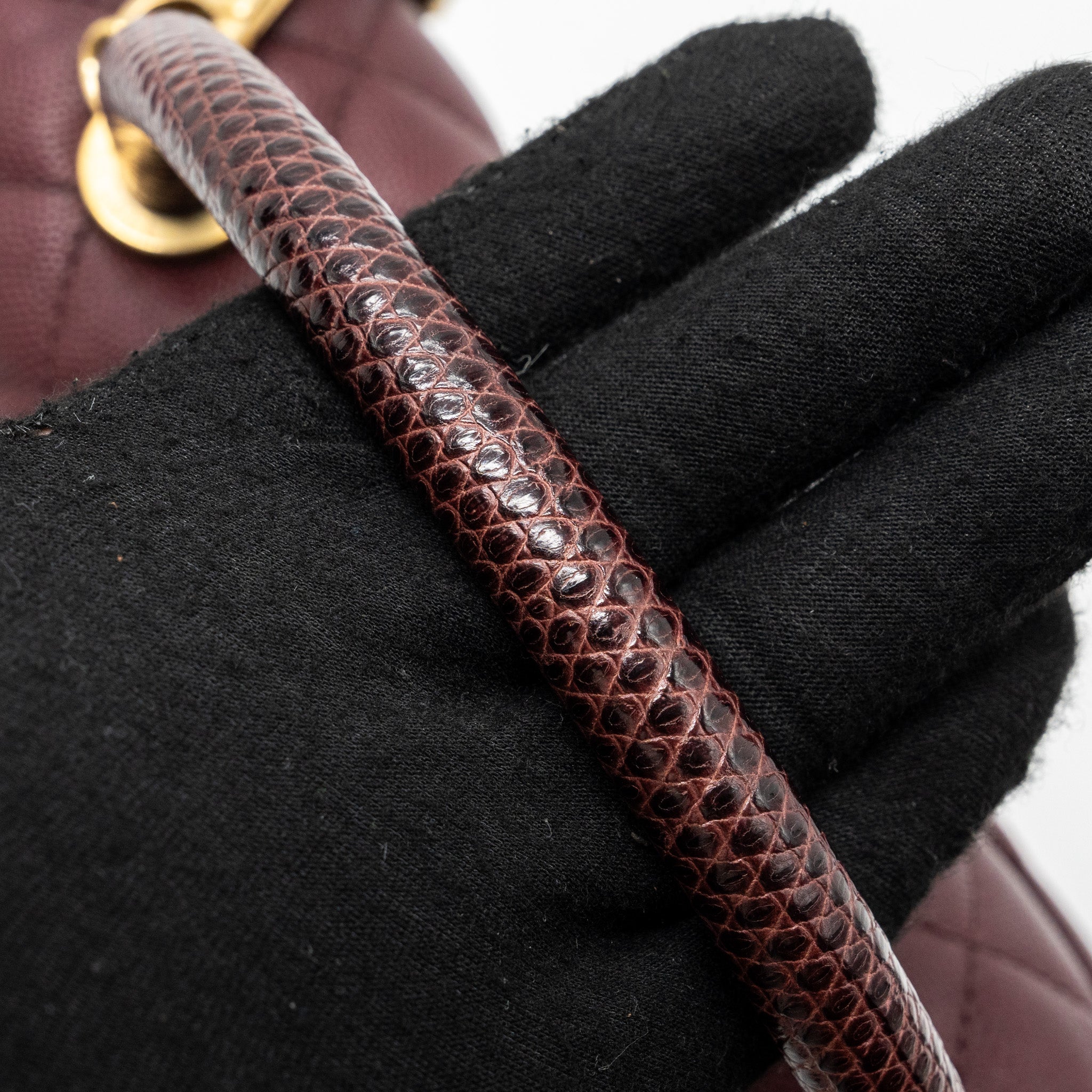 CHANEL MEDIUM COCO HANDLE WITH LIZARD HANDLE CAVIAR BURGUNDY GHW