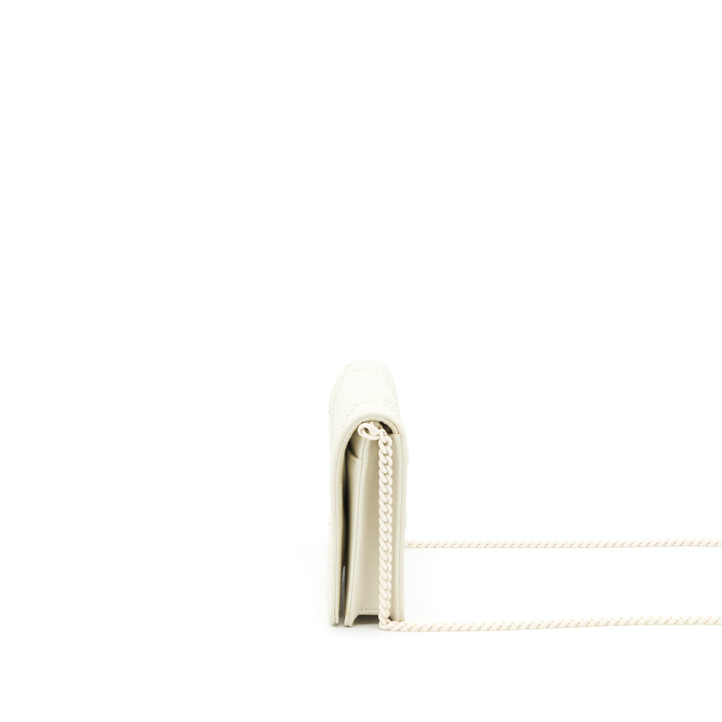 DIOR DIORAMA WALLET ON CHAIN WHITE WITH WHITE HARDWARE