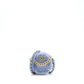 CHANEL 19 ROUND CLUTCH WITH CHAINS SEQUINS LIGHT BLUE MULTICOLOUR HARDWARE