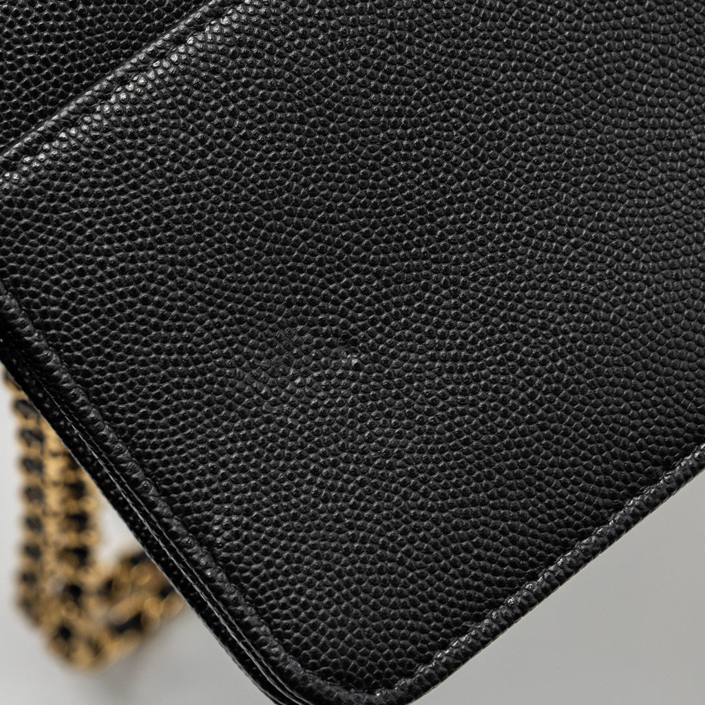 CHANEL WALLET ON CHAIN WITH POCKET BLACK CAVIAR GHW (MICROCHIP)