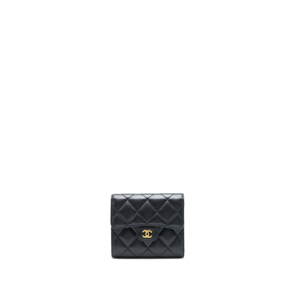 CHANEL CLASSIC FLAP WALLET LAMBSKIN BLACK GHW