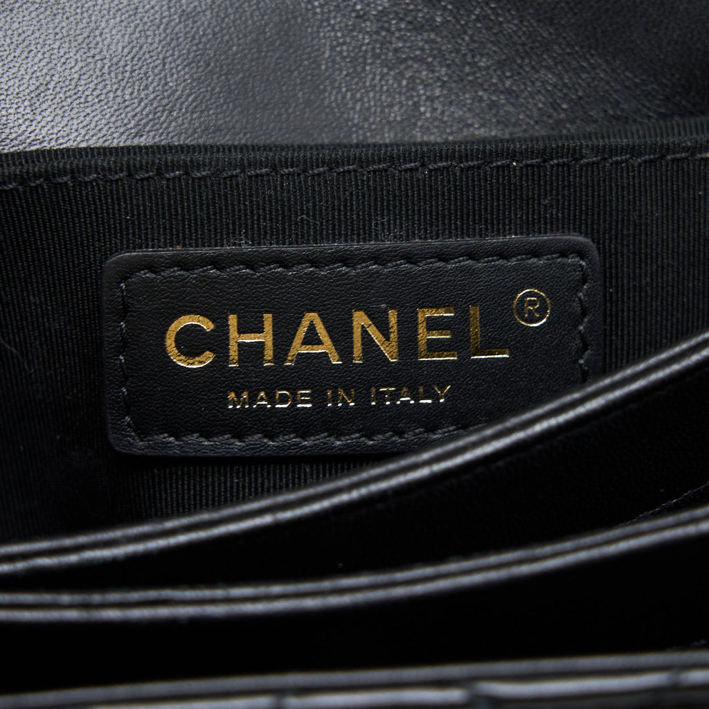 CHANEL SEASONAL FLAP BAG LAMBSKIN BLACK BRUSHED GHW