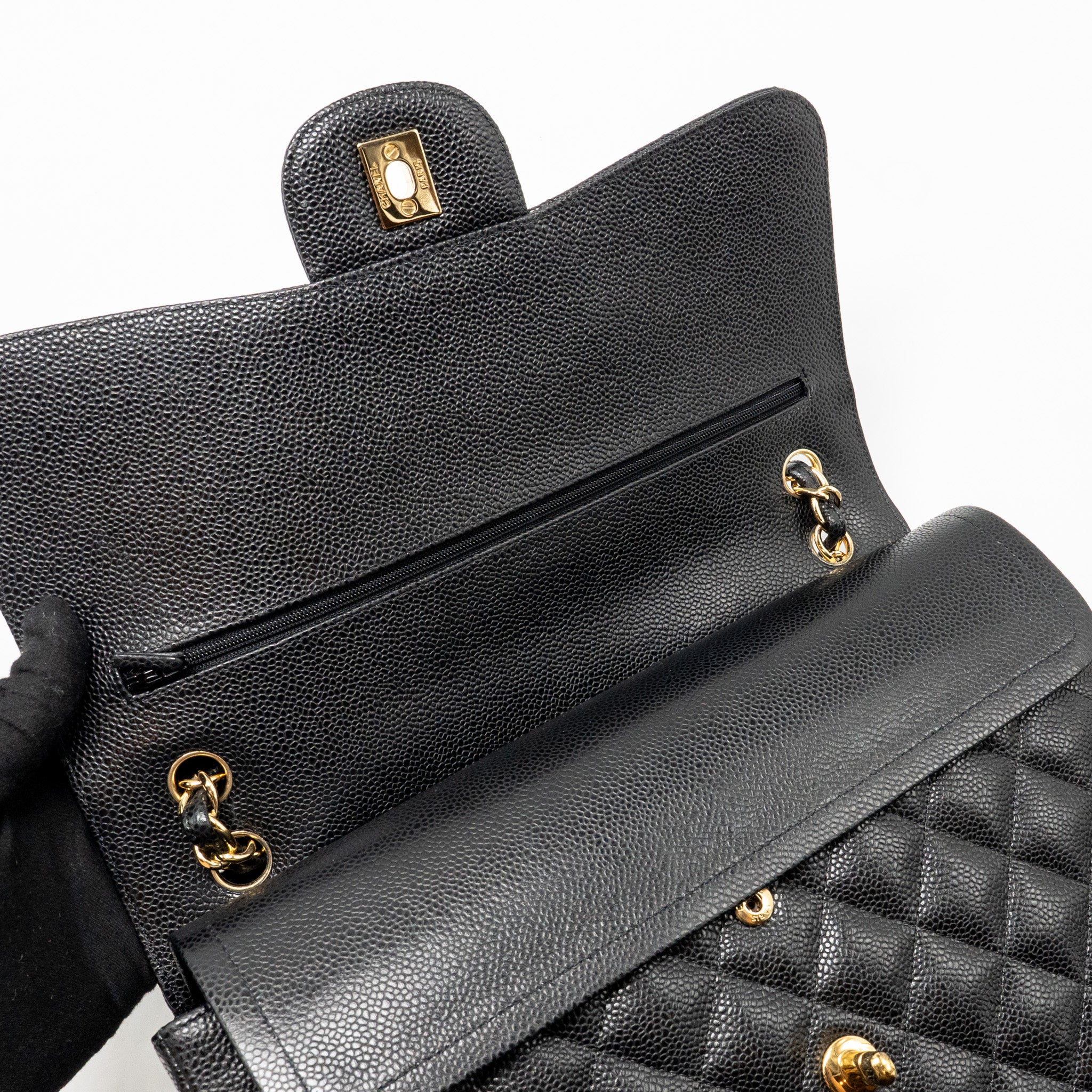 CHANEL JUMBO CLASSIC DOUBLE FLAP BAG CAVIAR BLACK GHW