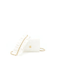 CHANEL RUFFLES MINI WALLET ON CHAINS WHITE GHW