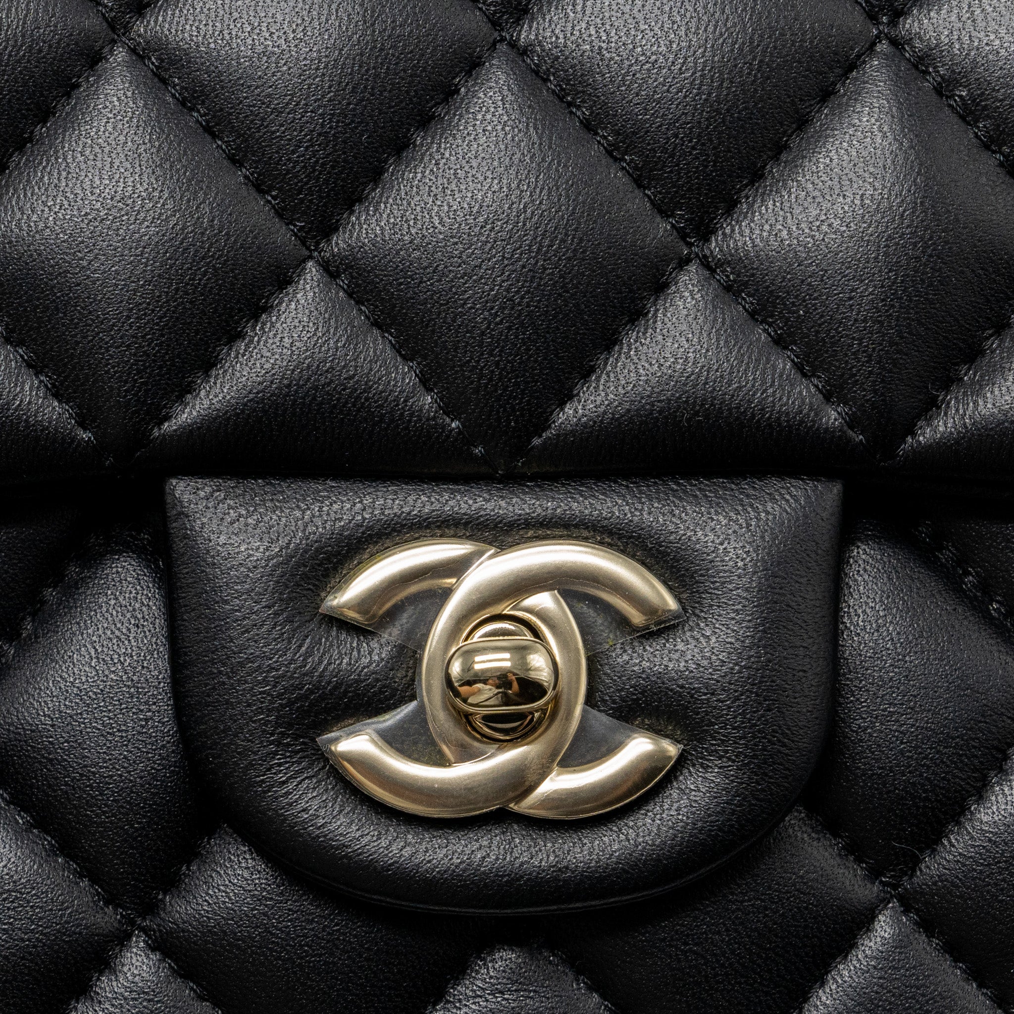 CHANEL TOP HANDLE MINI RECTANGULAR FLAP BAG LAMBSKIN BLACK LGHW (MICROCHIP )