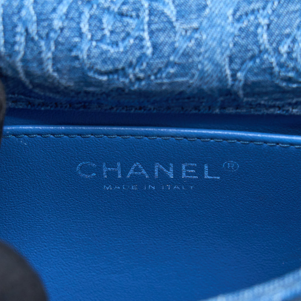 CHANEL 23P MINI COCO LOVE FLAP BAG CAMELLIA DENIM BLUE SHW (MICROCHIP)