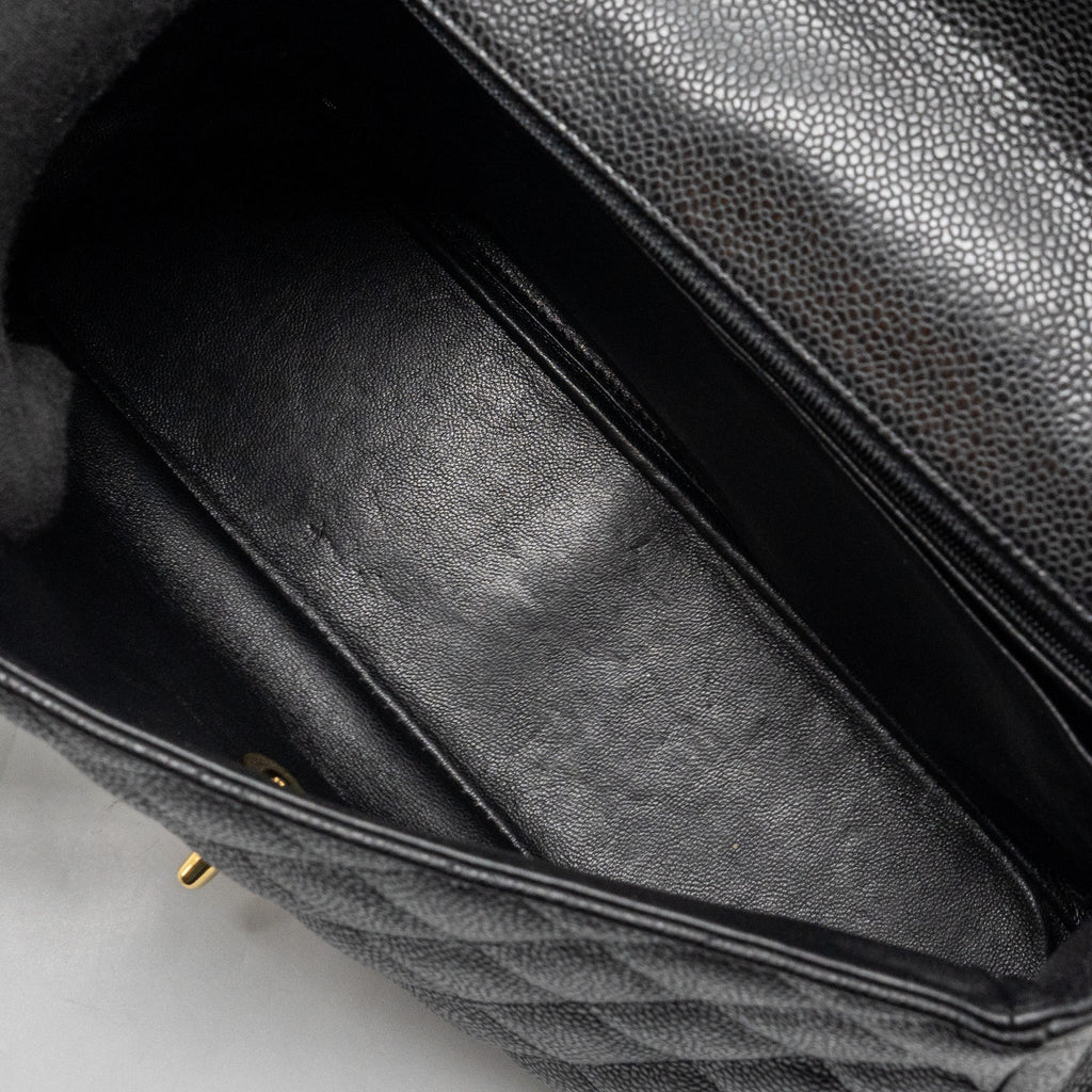CHANEL CLASSIC JUMBO SINGLE FLAP BAG CAVIAR BLACK GHW