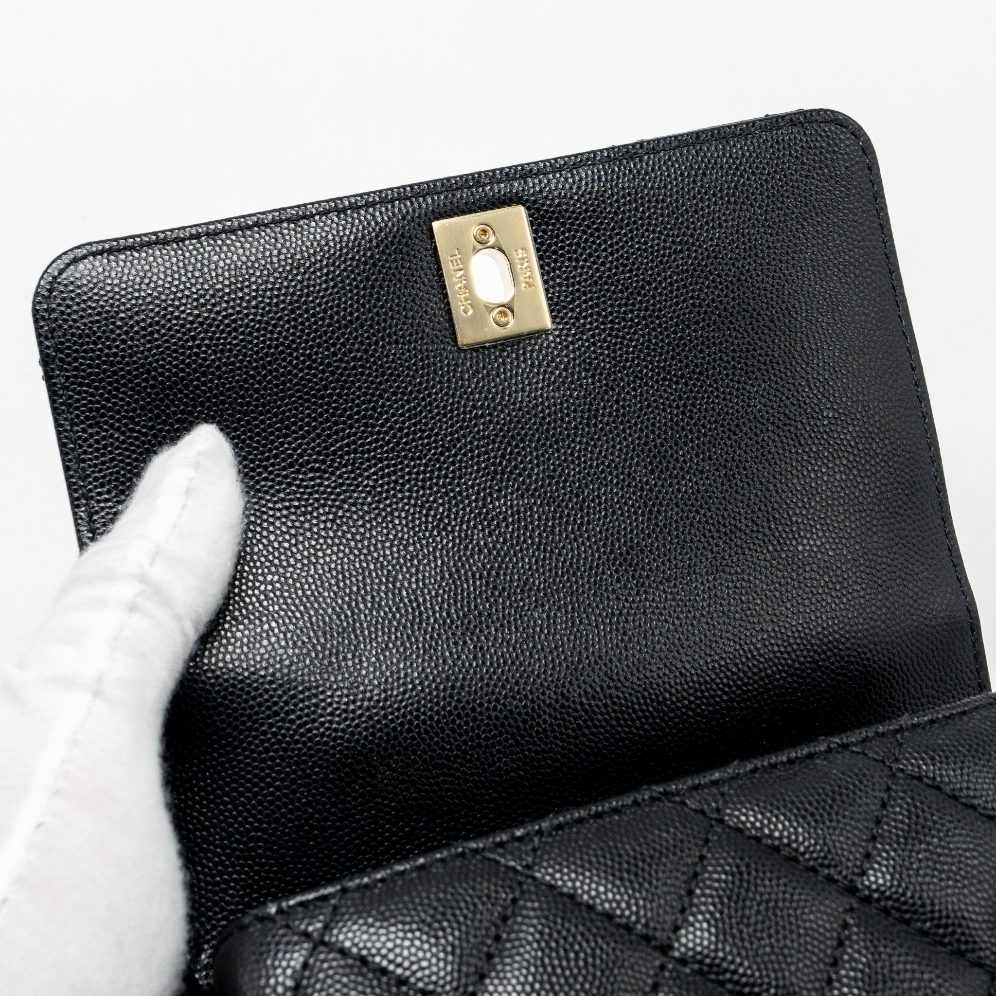 CHANEL MINI COCO HANDLE WITH LIZARD EMBOSSED HANDLE CAVIAR BLACK LGHW (MICROCHIP)