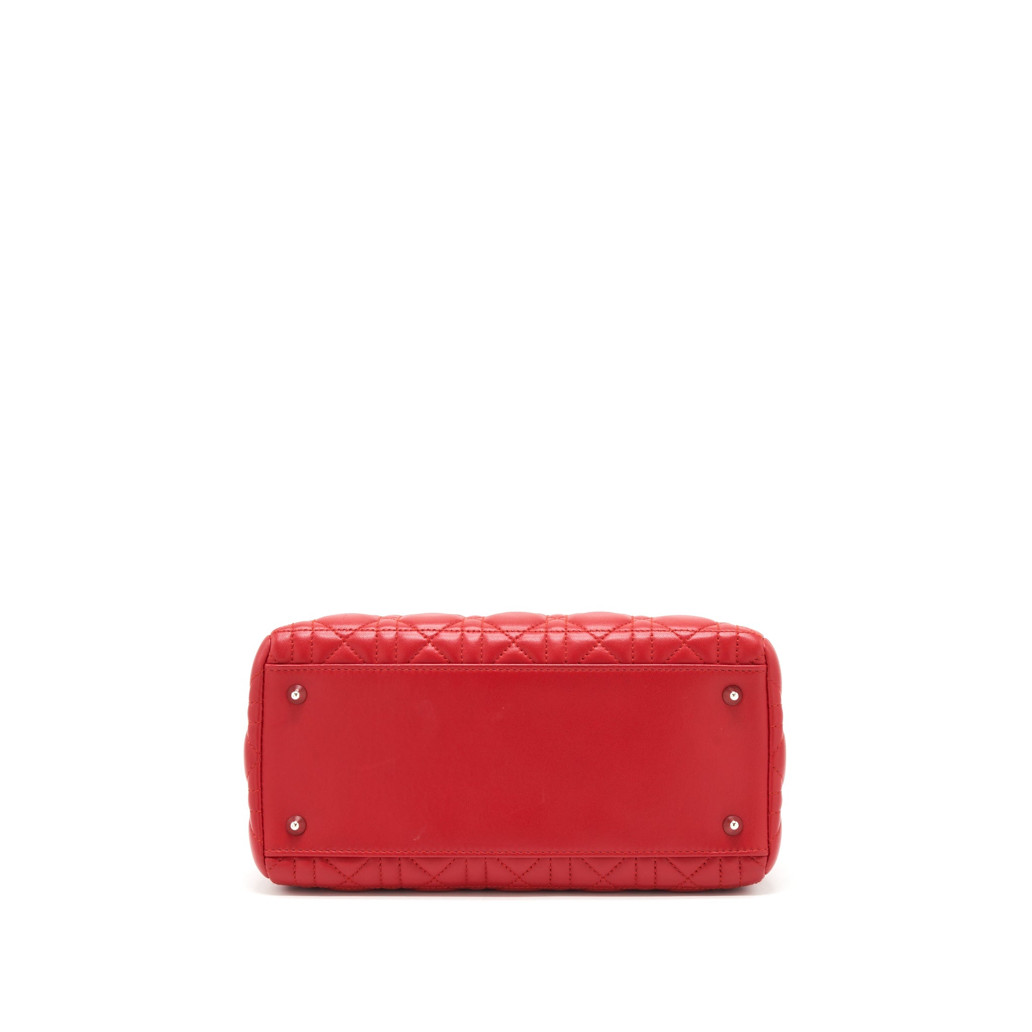 DIOR LADY DIOR BAG MEDIUM FUCHSIA LAMBSKIN RED SHW