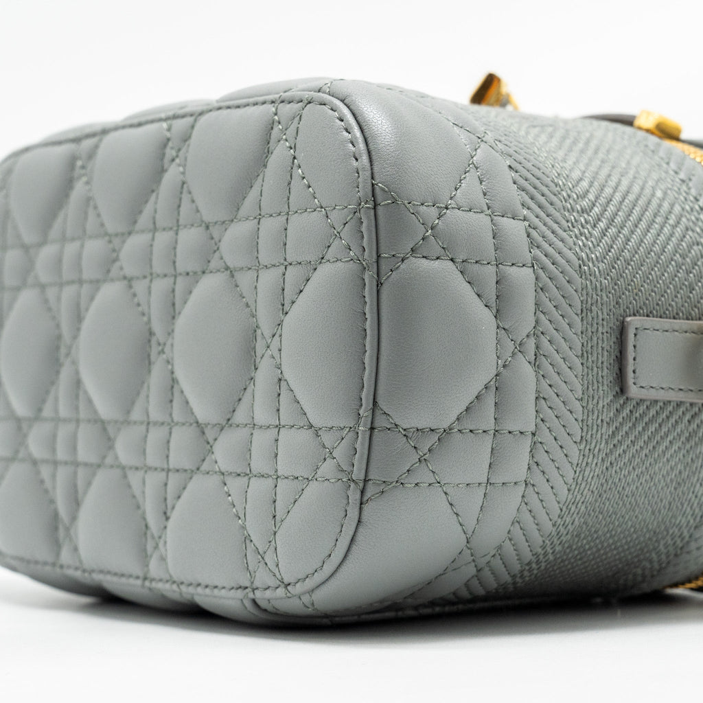 DIOR SMALL DIORTRAVEL VANITY CASE CANNAGE LAMBSKIN GREY GHW