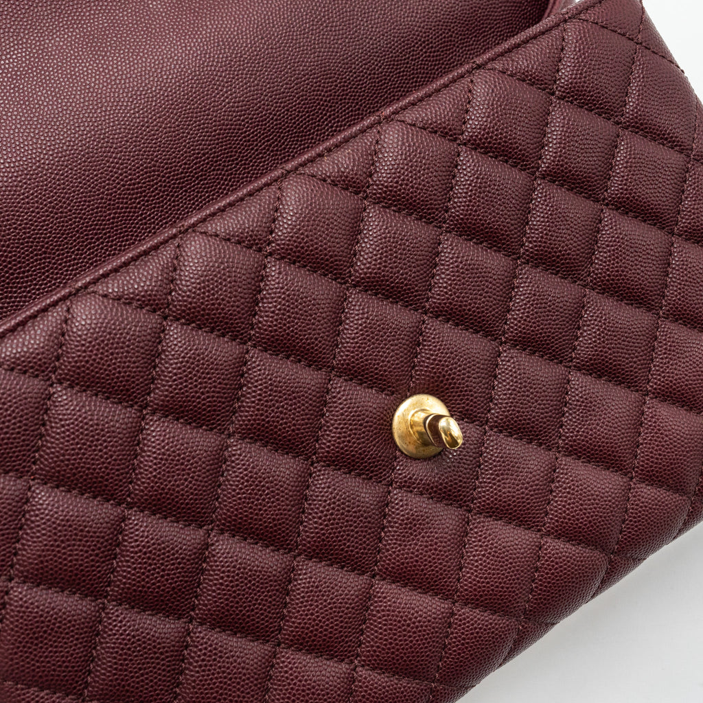 CHANEL MEDIUM COCO HANDLE WITH LIZARD HANDLE CAVIAR BURGUNDY GHW