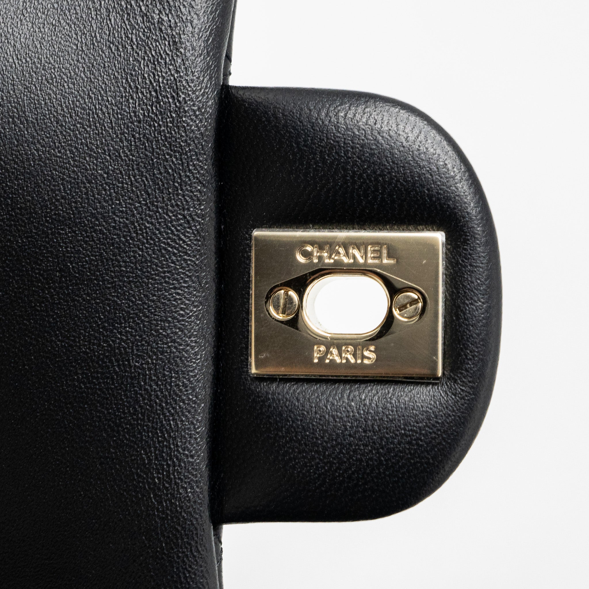 CHANEL TOP HANDLE MINI RECTANGULAR FLAP BAG LAMBSKIN BLACK LGHW (MICROCHIP )
