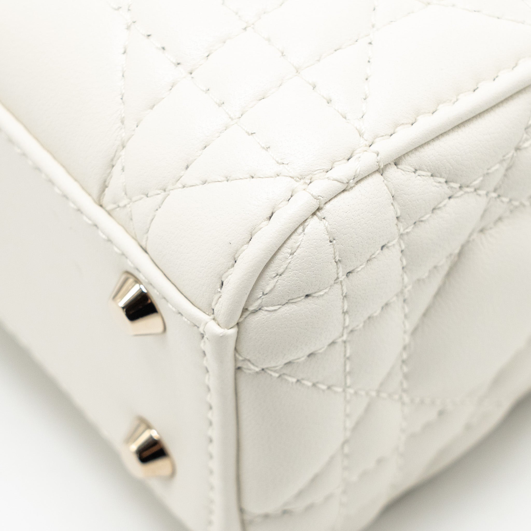 DIOR MINI LADY DIOR LAMBSKIN WHITE LGHW