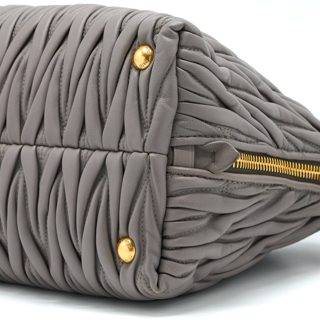 MIUMIU MATELASSE TOTE BAG LAMBSKIN ARGILLA GHW