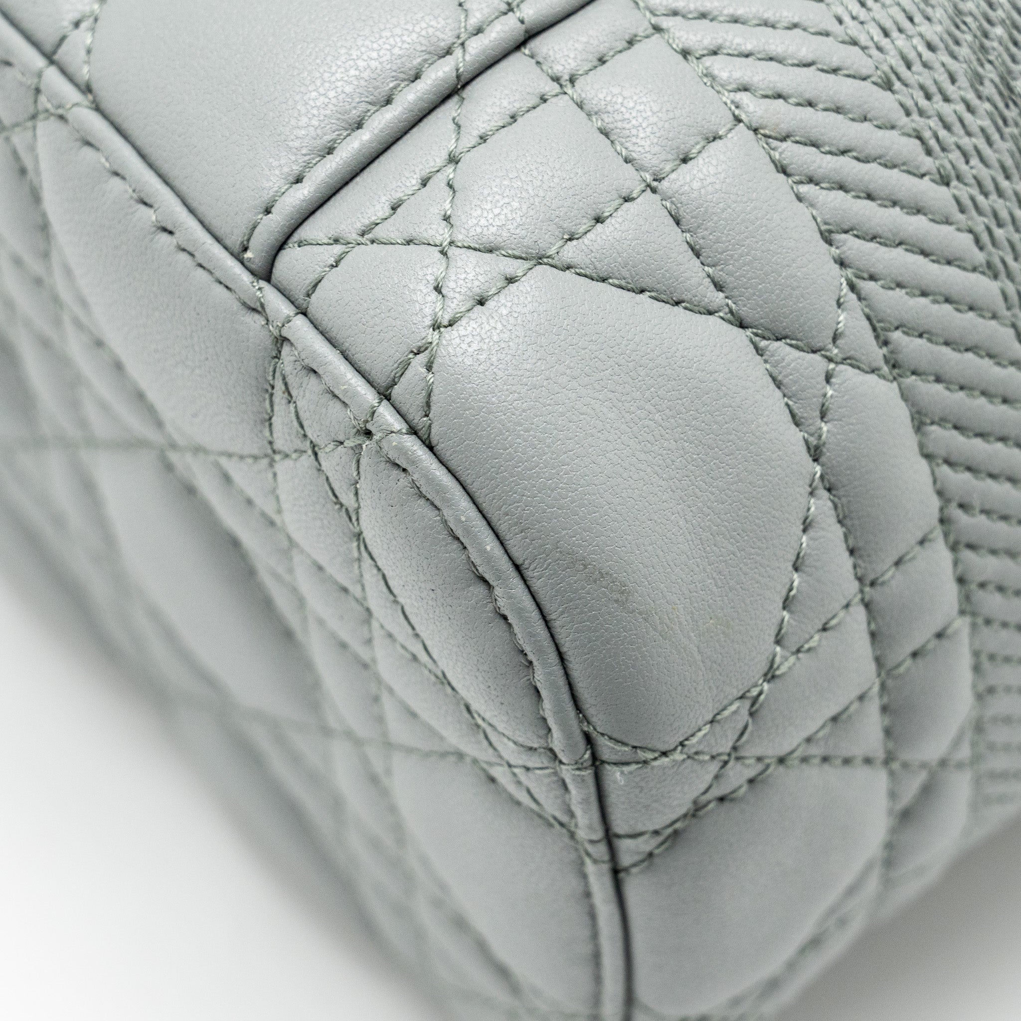 DIOR SMALL DIORTRAVEL VANITY CASE CANNAGE LAMBSKIN GREY GHW