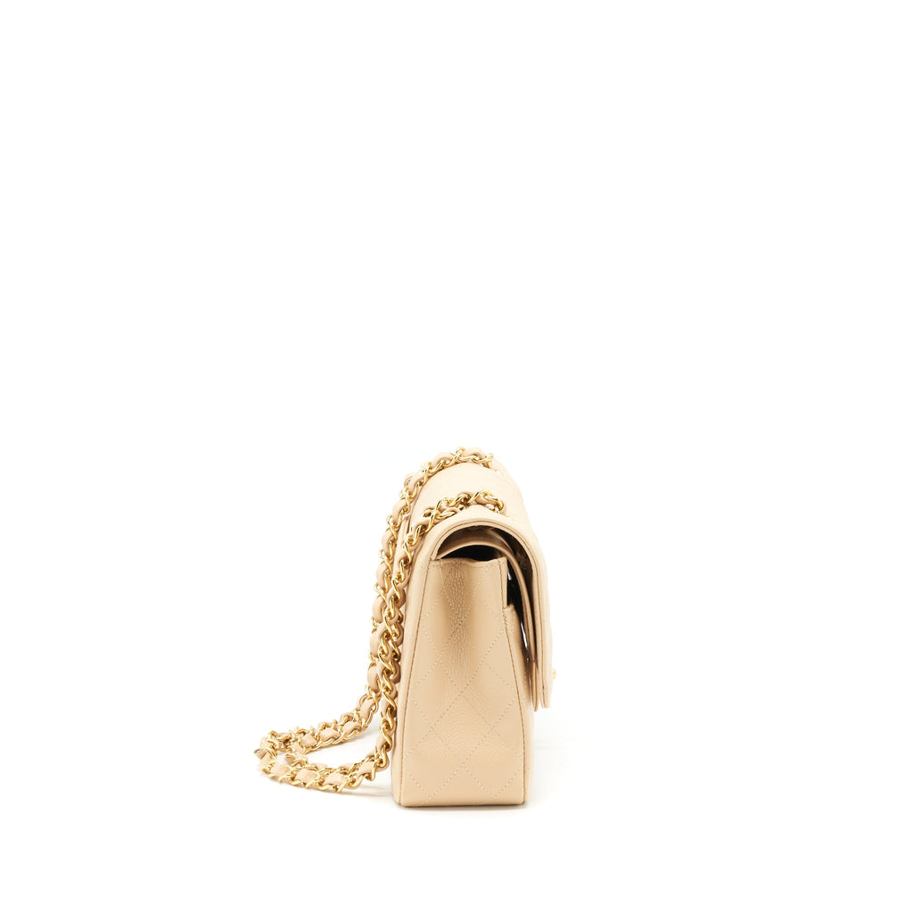 CHANEL CLASSIC DOUBLE FLAP BAG CAVIAR BEIGE GHW