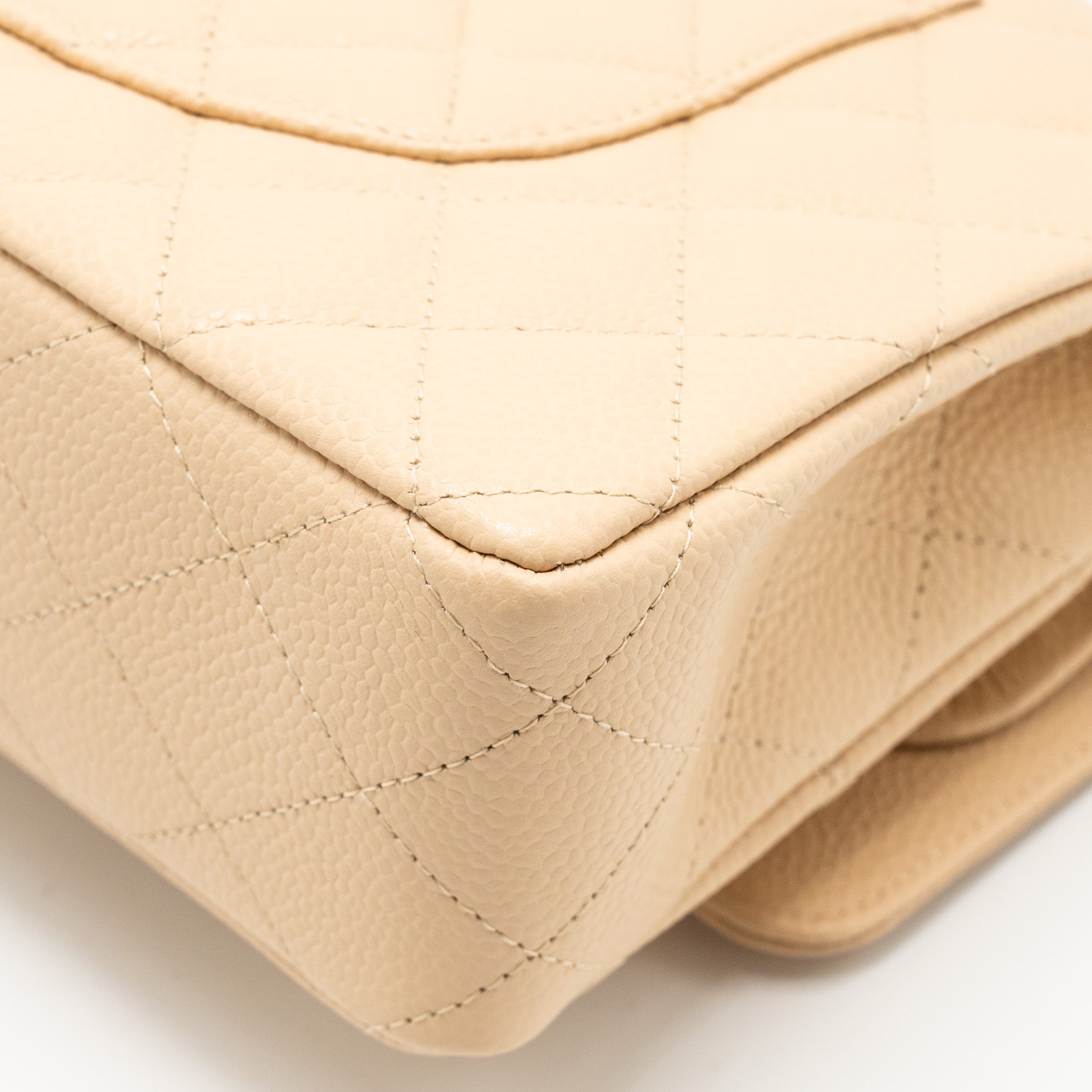 CHANEL MEDIUM CLASSIC DOUBLE FLAP CAVIAR BEIGE GHW