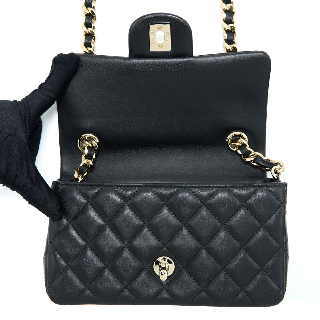 CHANEL MINI RECTANGULAR WITH COCO BAG CHARM LIMITED EDITION LAMBSKIN BLACK LGHW