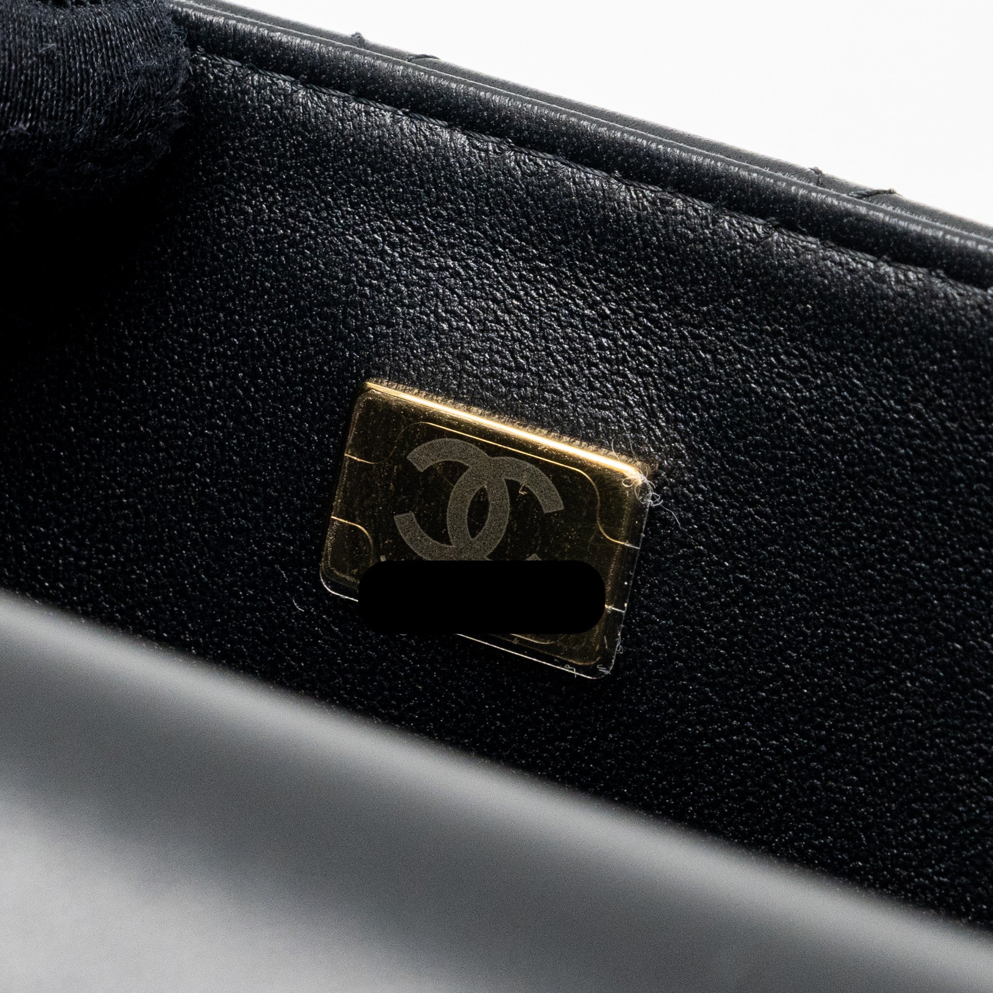CHANEL TOP HANDLE MINI RECTANGULAR FLAP BAG LAMBSKIN BLACK LGHW (MICROCHIP )