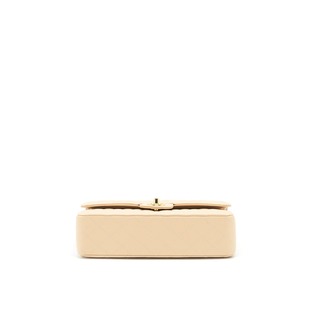 CHANEL CLASSIC DOUBLE FLAP BAG CAVIAR BEIGE GHW