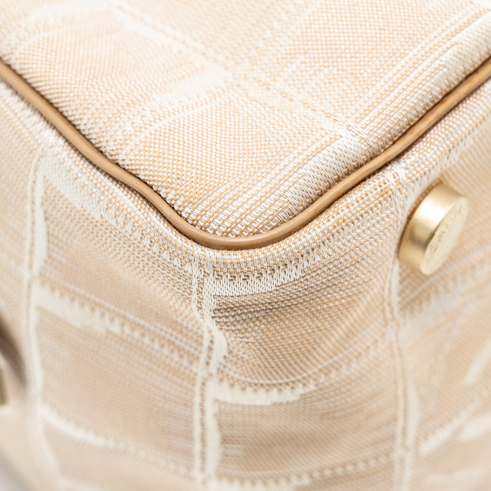 CHANEL VINTAGE TRAVEL LINE BOWLER BAG CANVAS/LEATHER BEIGE GHW