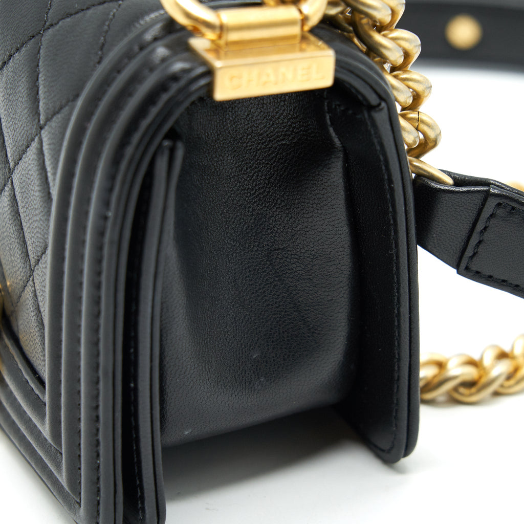 CHANEL BOY EXTRA MINI LAMBSKIN IN BLACK GHW