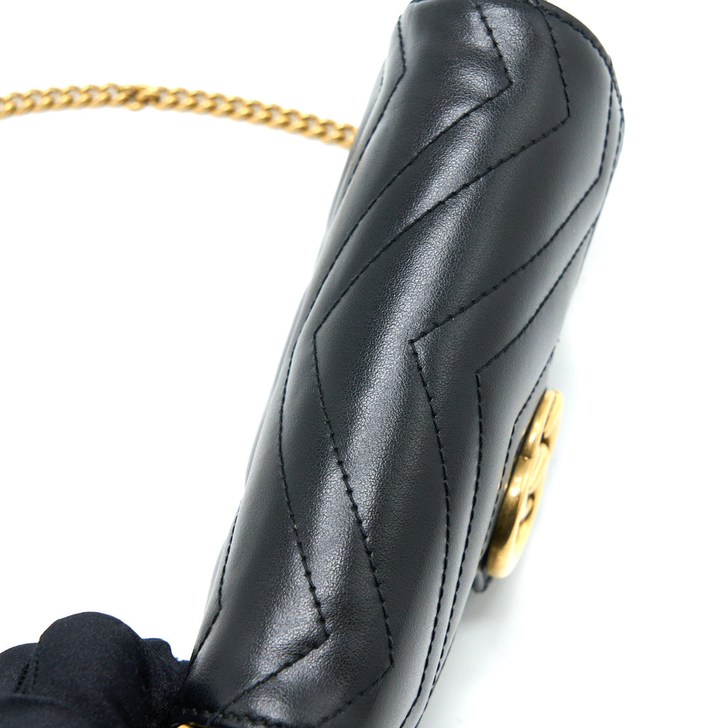 GUCCI GG MARMONT SUPER MINI BAG CALFSKIN BLACK GHW
