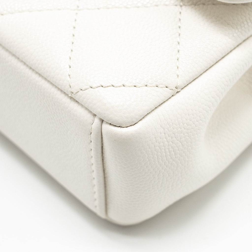 CHANEL MY EVERYTHING MINI FLAP BAG QUILTED CAVIAR WHITE BLACK HARDWARE