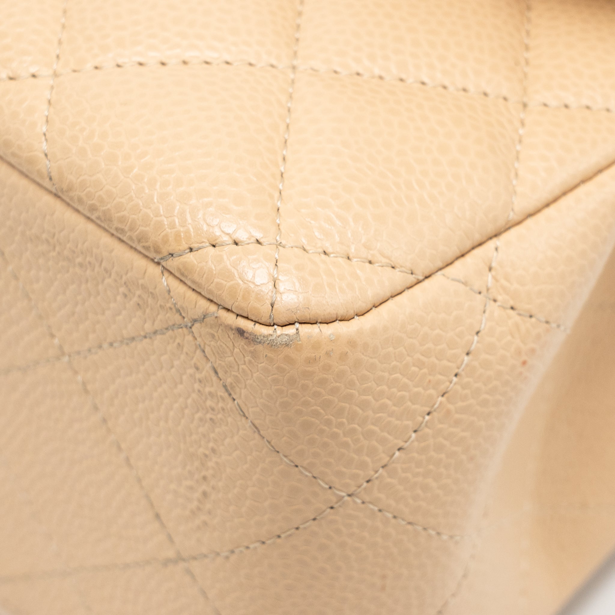 CHANEL JUMBO CLASSIC DOUBLE FLAP BAG CAVIAR BEIGE GHW (MICROCHIP)