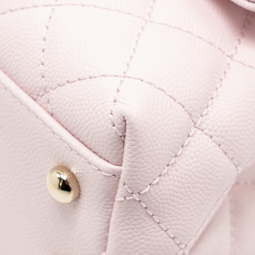 CHANEL SMALL COCO HANDLE CAVIAR LIGHT PINK LGHW (MICROCHIP)