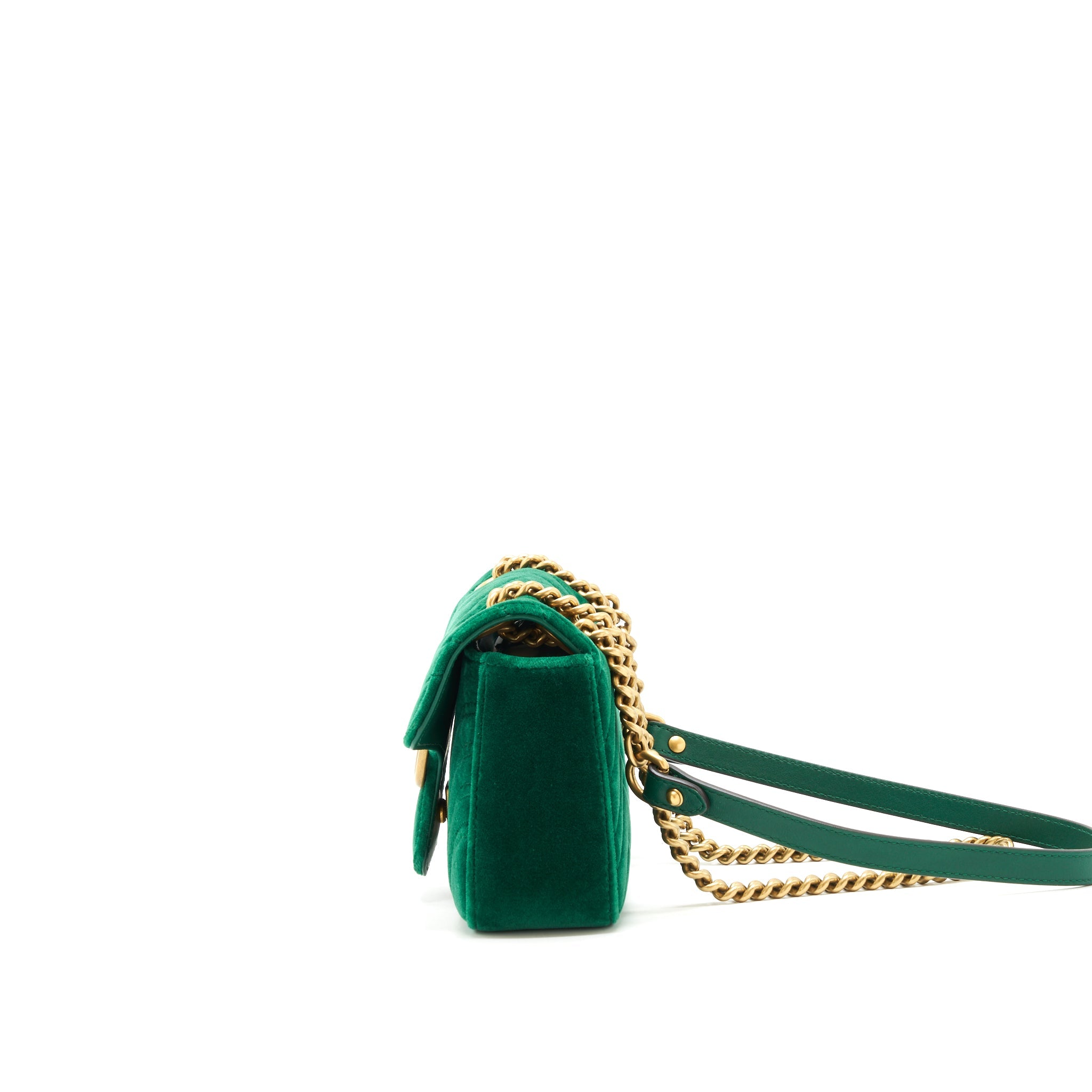 GUCCI MINI MARMONT BAG VELVET GREEN GHW