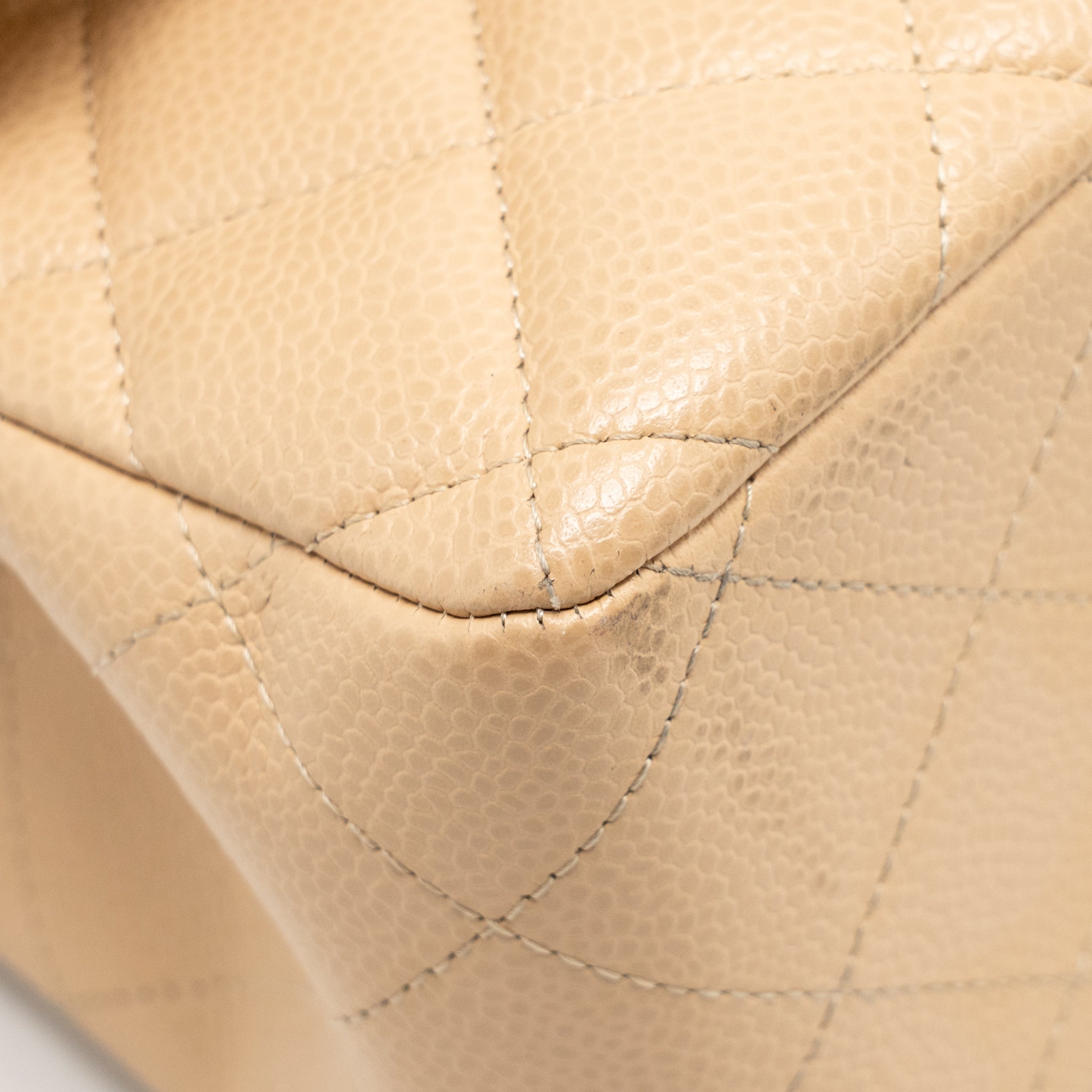 CHANEL JUMBO CLASSIC DOUBLE FLAP BAG CAVIAR BEIGE GHW (MICROCHIP)