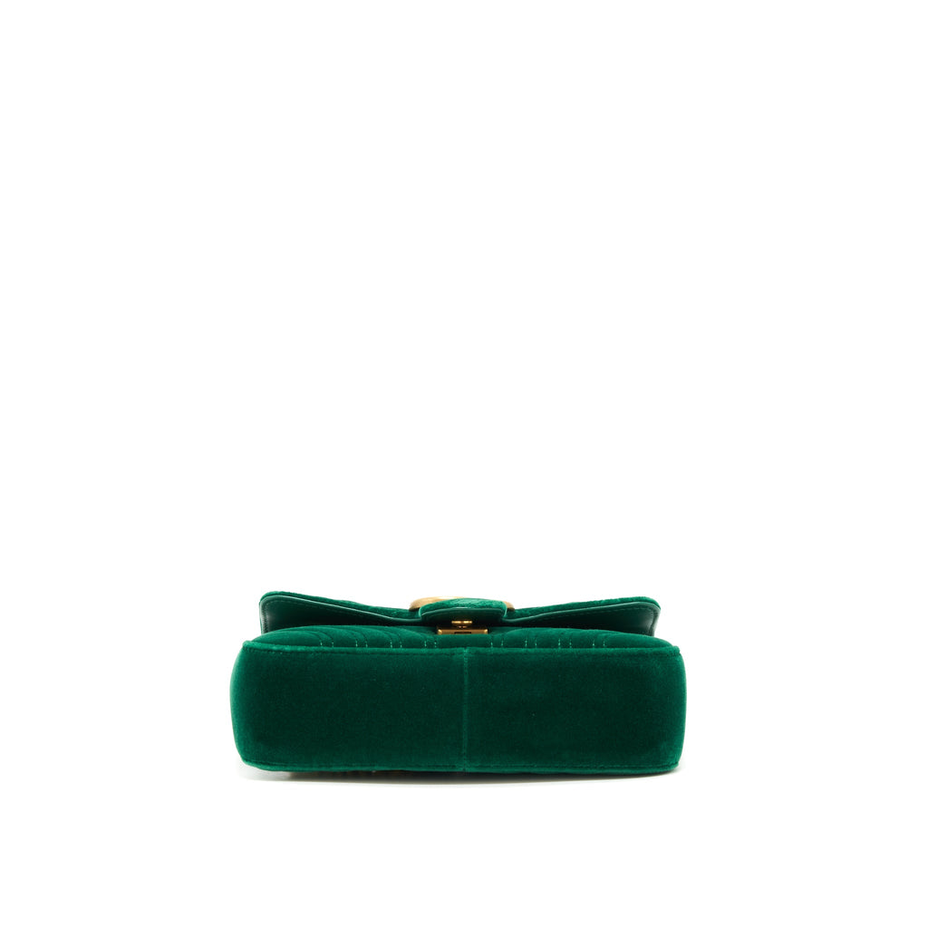 GUCCI MINI MARMONT BAG VELVET GREEN GHW