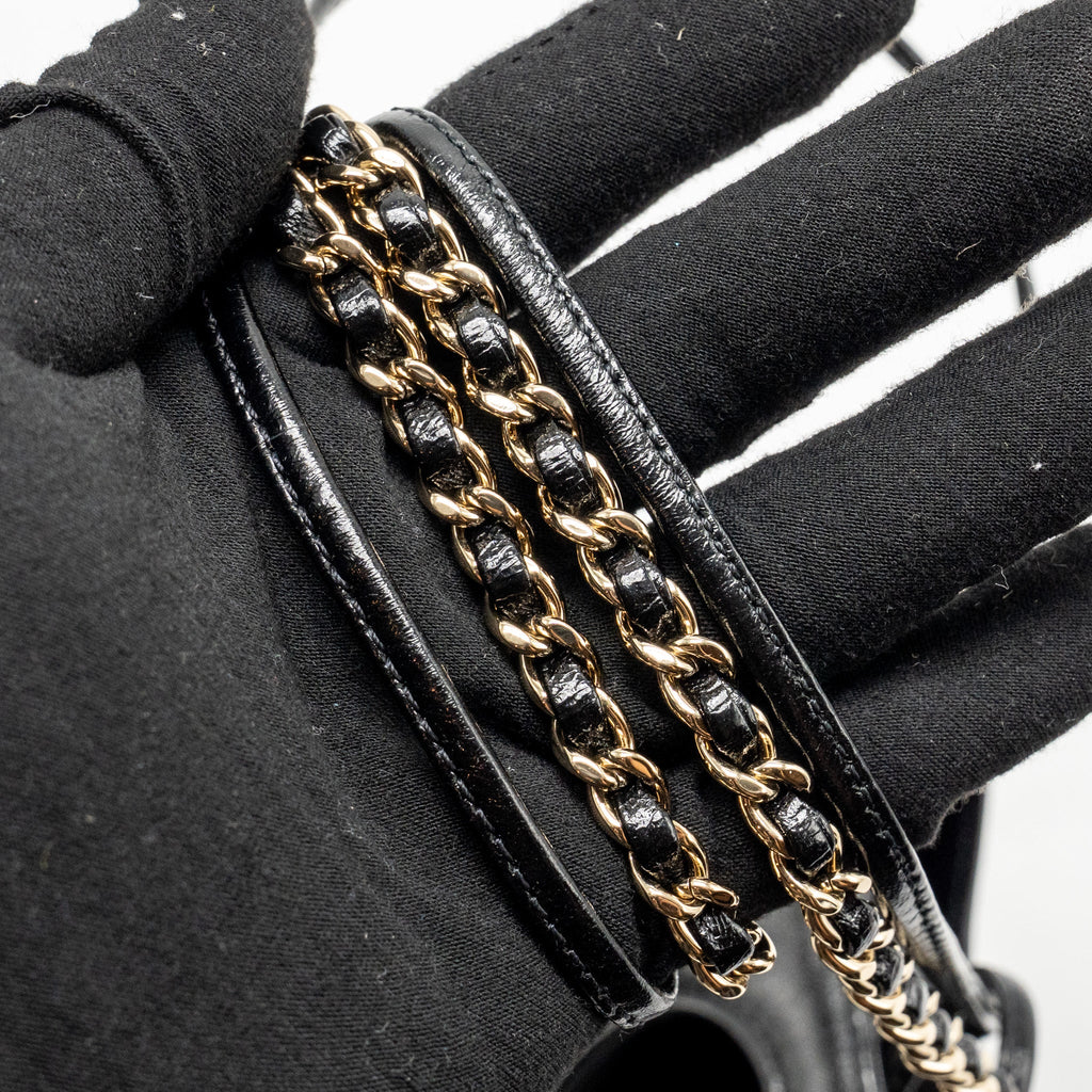 CHANEL MINI 31 BAG SHINY LAMBSKIN BLACK LGHW (MICROCHIP)