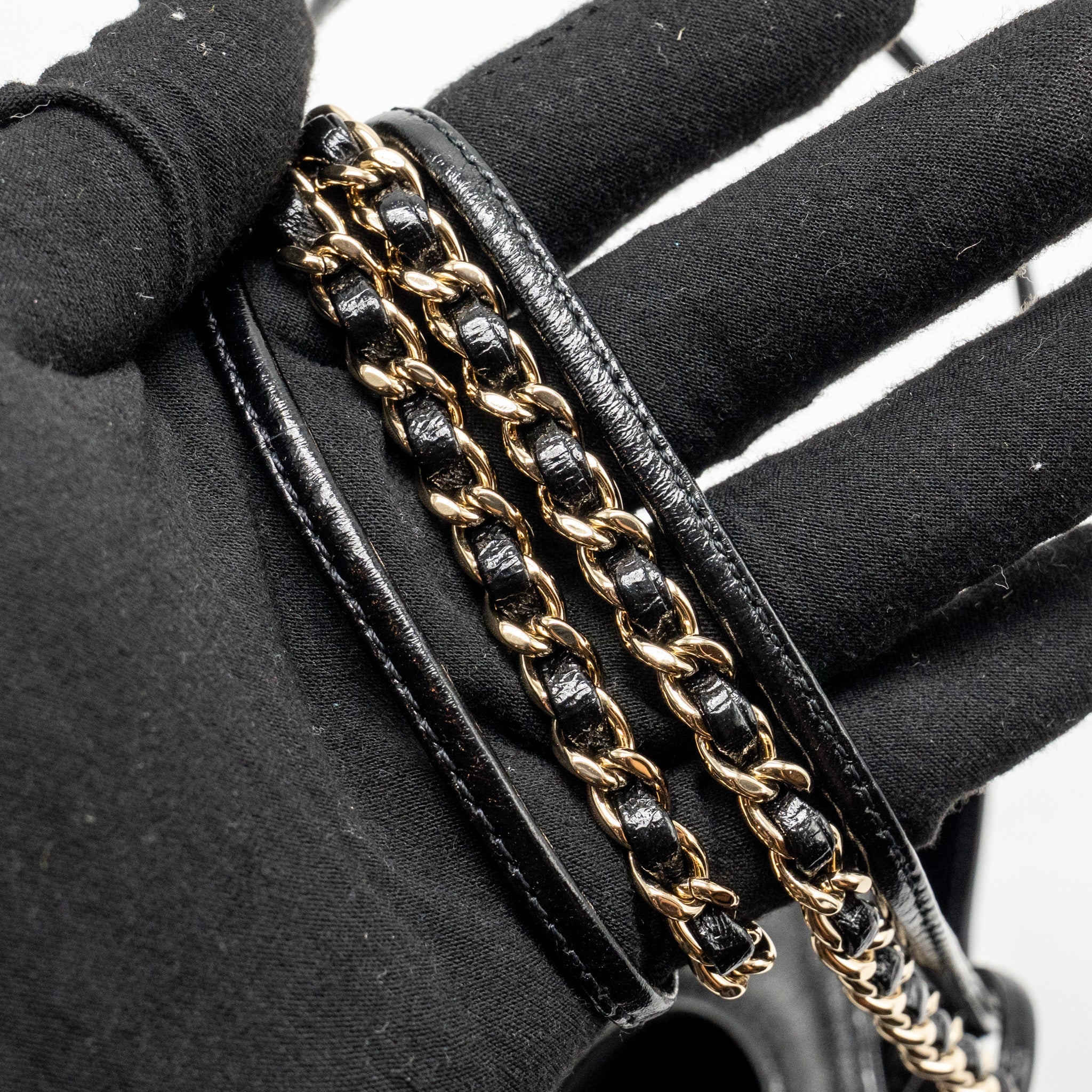 CHANEL MINI 31 BAG SHINY LAMBSKIN BLACK LGHW (MICROCHIP)