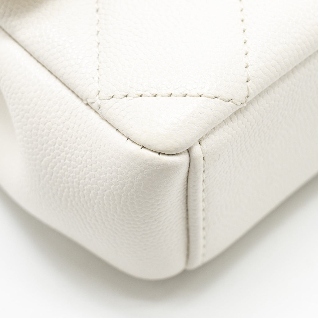 CHANEL MY EVERYTHING MINI FLAP BAG QUILTED CAVIAR WHITE BLACK HARDWARE