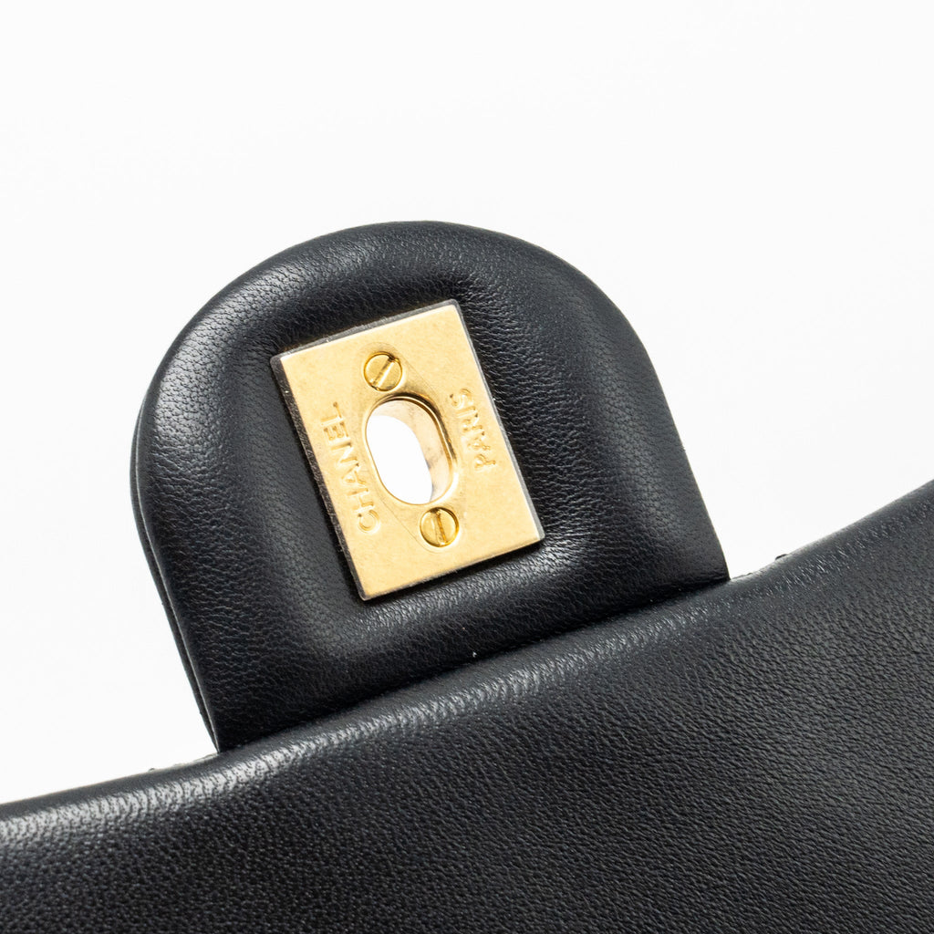 CHANEL CAMELLIA ADJUSTABLE CHAIN MINI SQUARE FLAP BAG LAMBSKIN BLACK GHW (MICROCHIP)