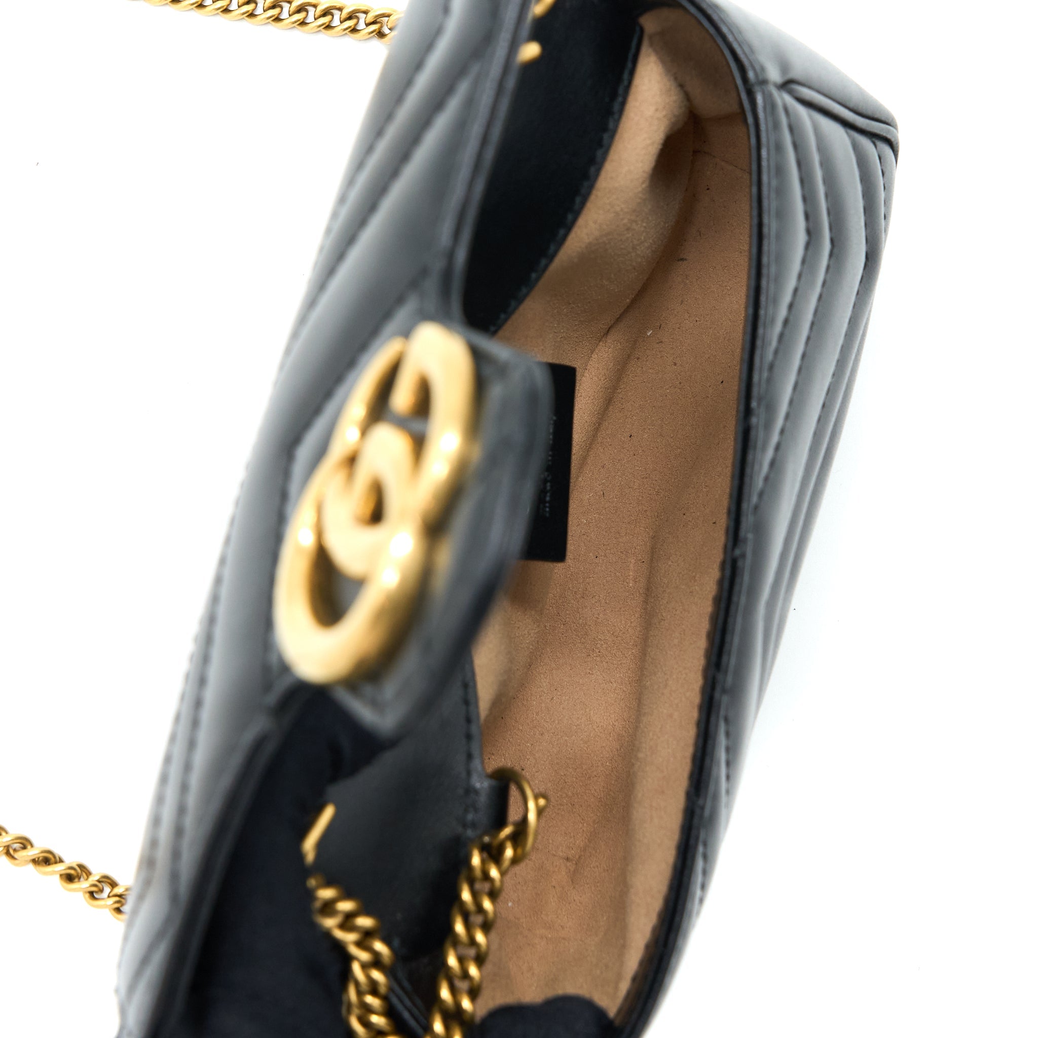 GUCCI GG MARMONT SUPER MINI BAG CALFSKIN BLACK GHW