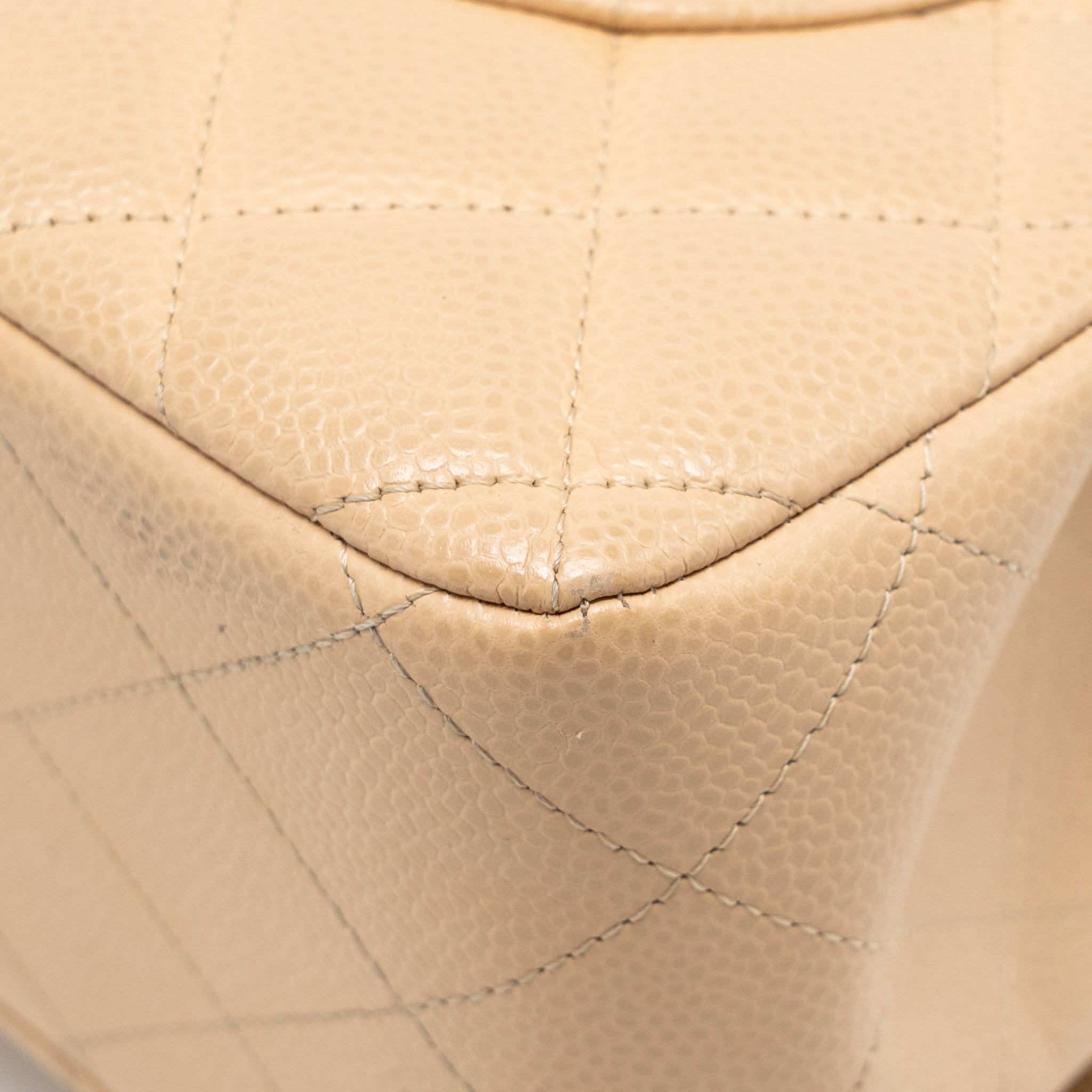 CHANEL JUMBO CLASSIC DOUBLE FLAP BAG CAVIAR BEIGE GHW (MICROCHIP)
