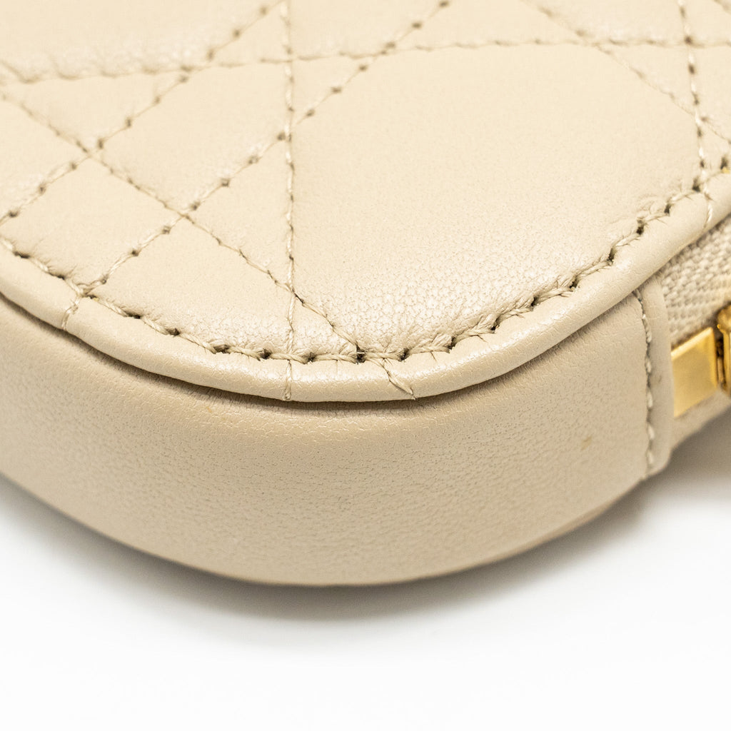 DIOR LADY DIOR CALL'IN DIOR PHONE HOLDER CANNAGE LAMBSKIN BEIGE GHW