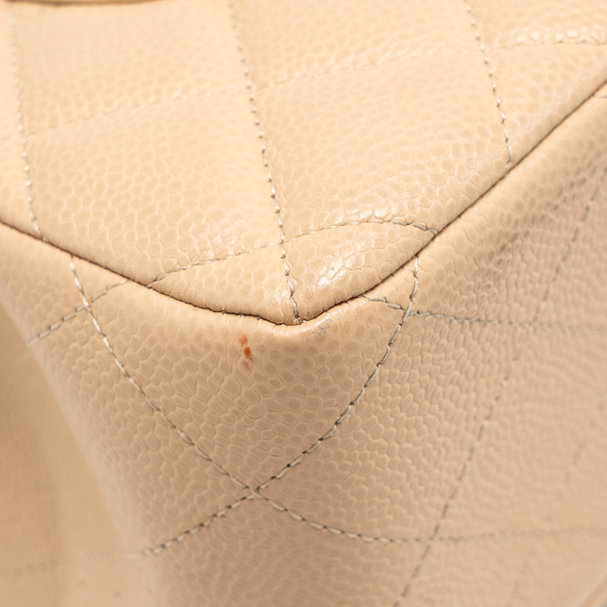 CHANEL JUMBO CLASSIC DOUBLE FLAP BAG CAVIAR BEIGE GHW (MICROCHIP)