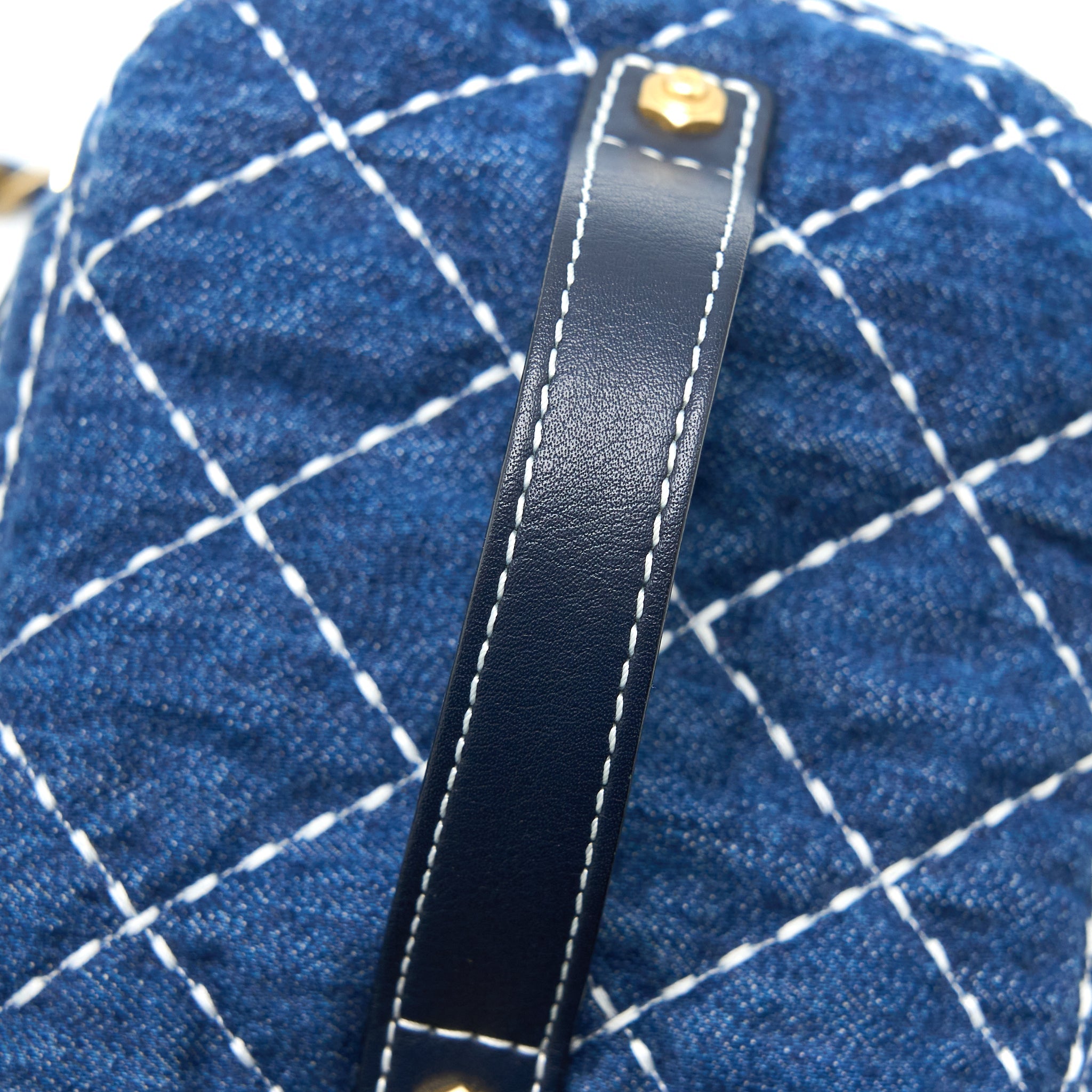 CHANEL TOP HANDLE CROSSBODY VANITY CASE DENIM BLUE BRUSHED GHW