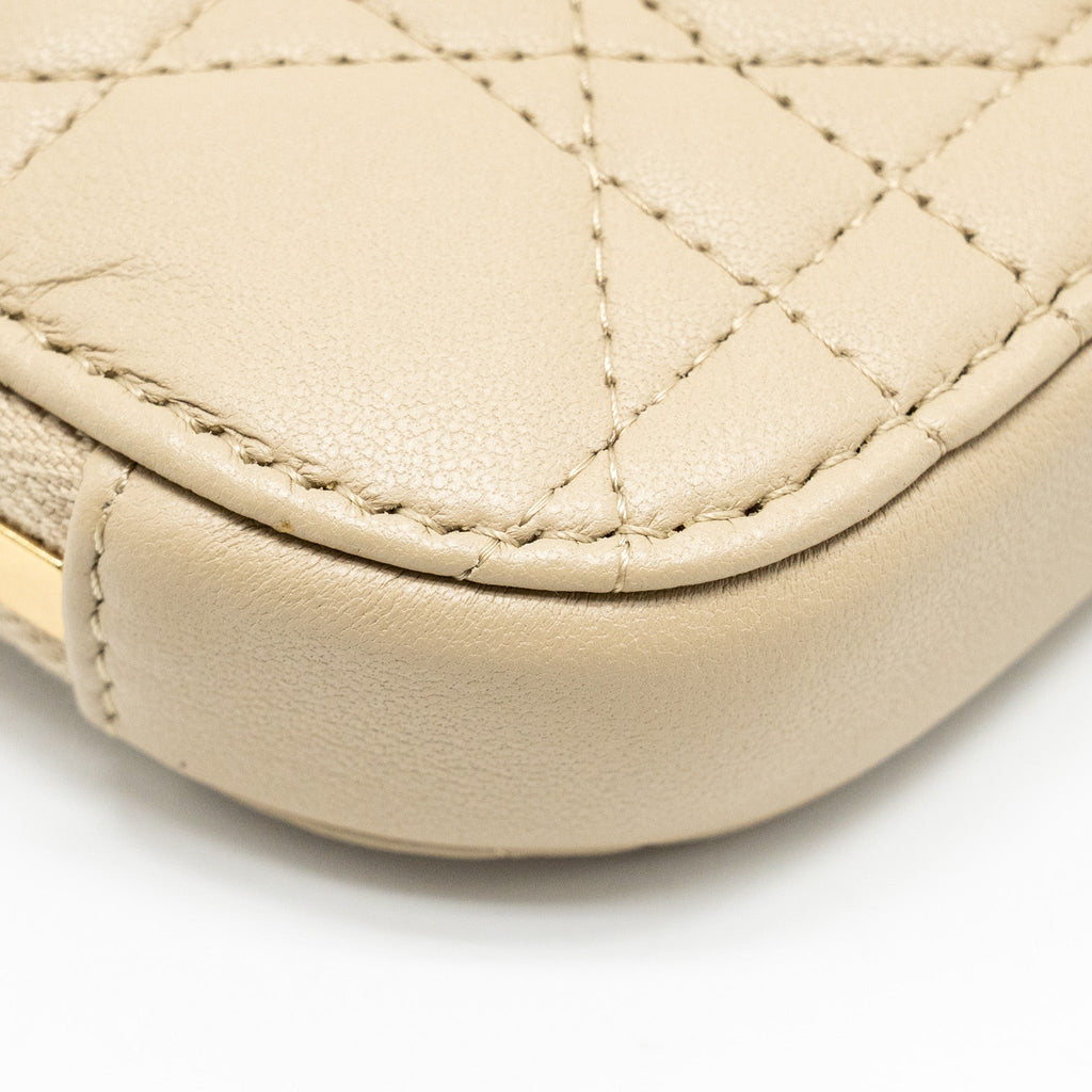 DIOR LADY DIOR CALL'IN DIOR PHONE HOLDER CANNAGE LAMBSKIN BEIGE GHW