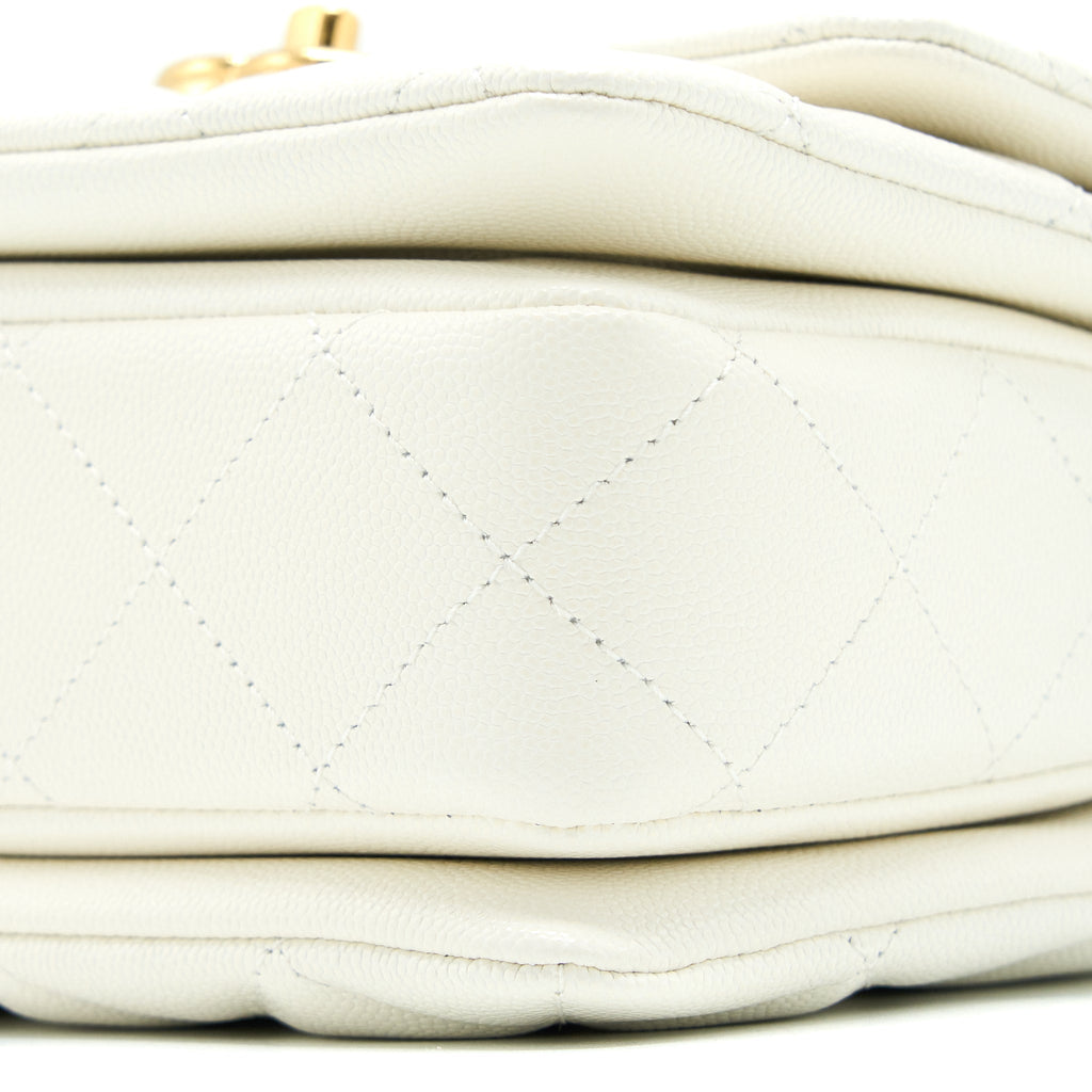 CHANEL 22K COCO FIRST CAVIAR WHITE GHW (MICROCHIP)